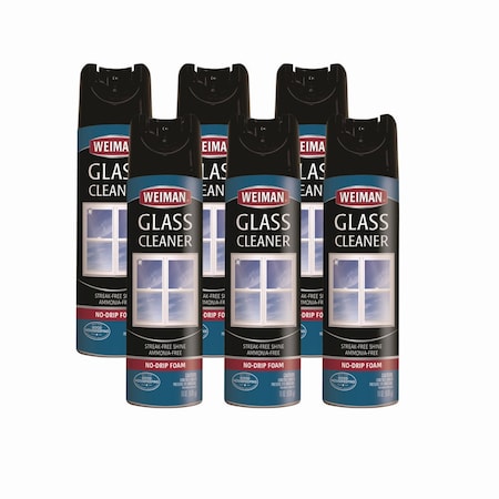 Weiman Foam Glass Cleaner, Unscented, Aerosol Can, 6 PK 10CT